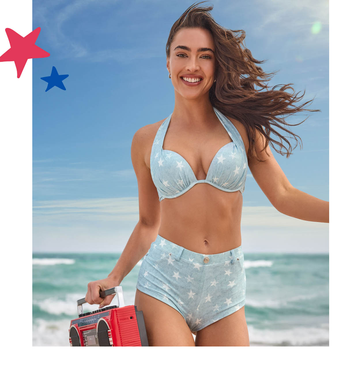 Denim Underwire Swim Top + Denim Swim Short
