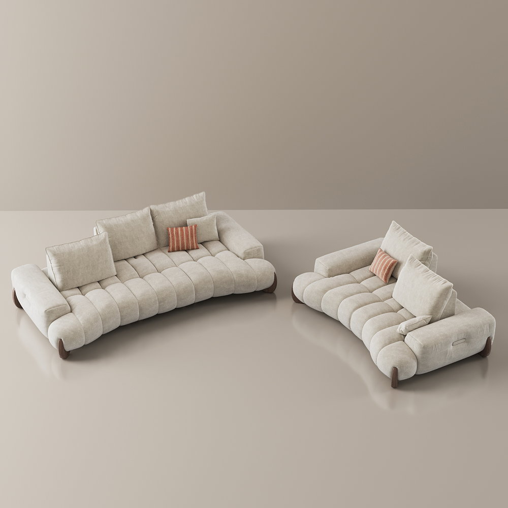 Image of 2-3 Seater Modern Pet-Friendly Fabric Sofa Set with Adjustable Cushions, Deep Seat, Deep Sleeper Design, Cloud Sectional Sofa, and Solid Wood Legs