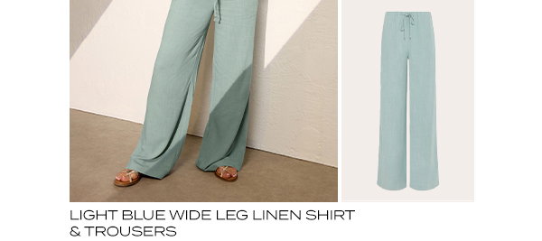 Light Blue Wide Leg Linen Trousers