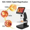 Kids Digital Microscope 4.3Inch Coin 50X-1000X Magnification USB with 8 Adjustable LED Lights Compatible with Windows/Mac/iOS