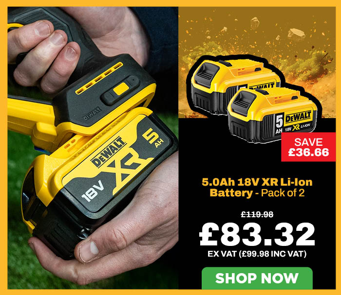 Dewalt DCB184 5.0Ah 18V XR Li-Ion Battery - Pack of 2