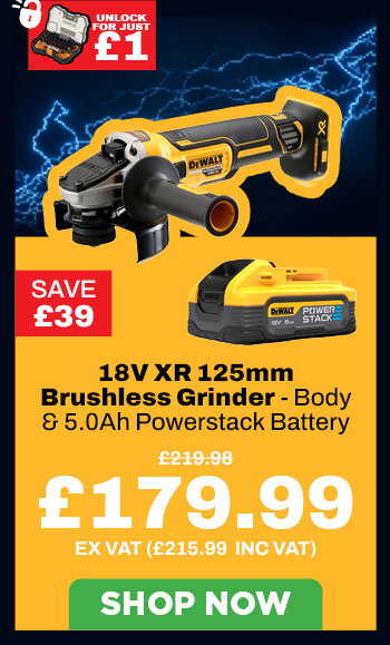 Dewalt DCG405N 18V XR 125mm Brushless Grinder - Body & 5.0Ah Powerstack Battery