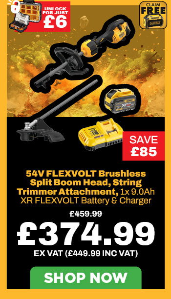 Dewalt DCMAS5713X1 54V FLEXVOLT Brushless Split Boom Head, String Trimmer Attachment, 1x 9.0Ah XR FLEXVOLT Battery & Charger