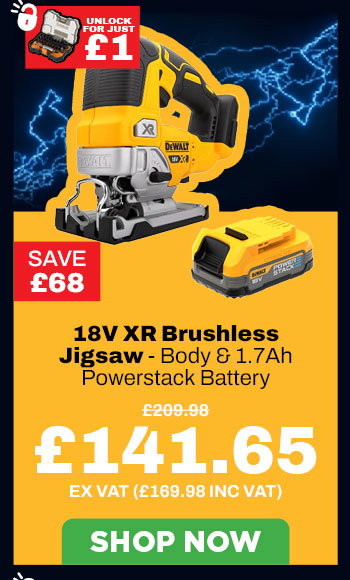 Dewalt DCS334N 18V XR Brushless Jigsaw - Body & 1x 1.7Ah Powerstack Battery