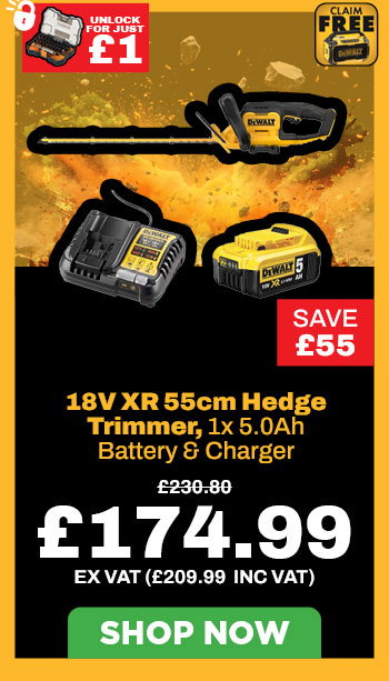 Dewalt DCMHT564P1 18V XR 55cm Hedge Trimmer, 1x 5.0Ah Battery & Charger
