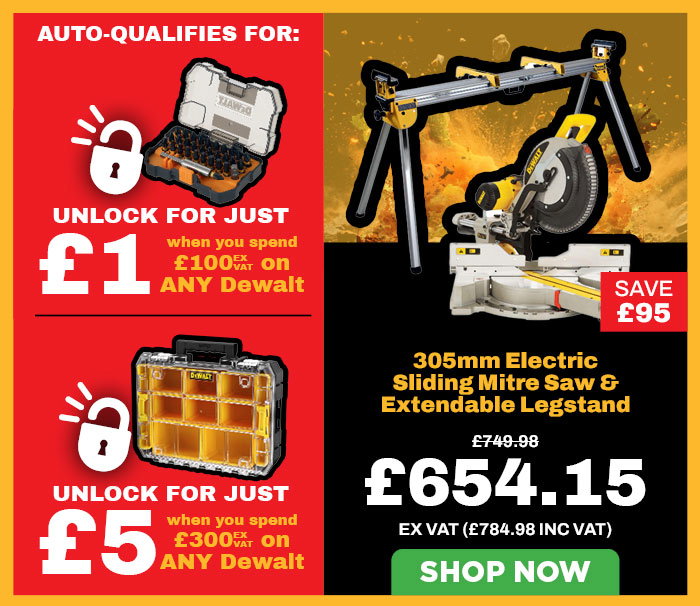 Dewalt DWS780PKR 305mm Electric Sliding Mitre Saw & Extendable Legstand