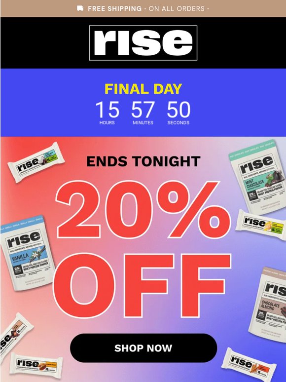 20% off ends at midnight!