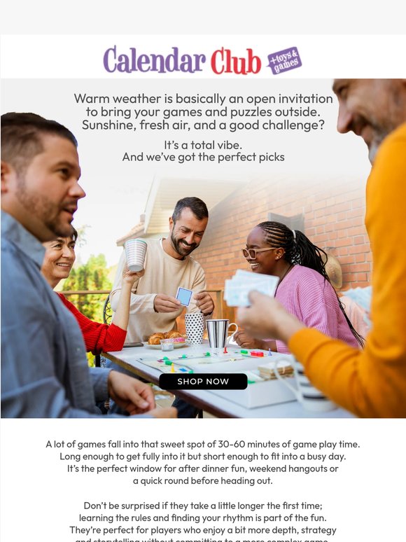 Warm weather calls for game nights outside!