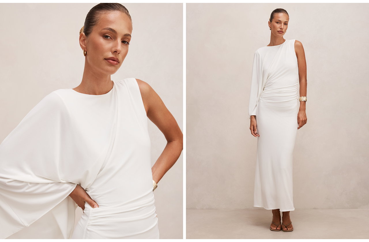 Fleur Cape Shoulder Maxi Dress