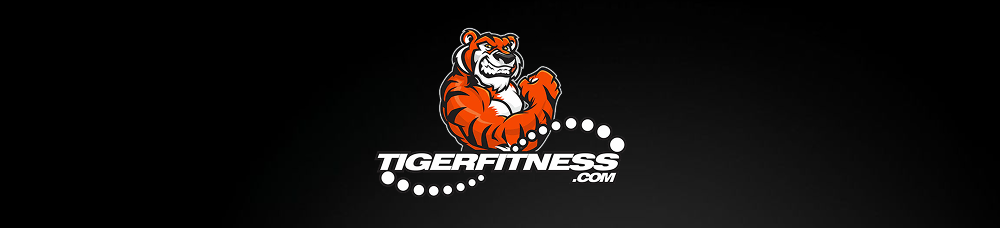 Tiger Fitness logo featuring a muscular tiger on a dark background.