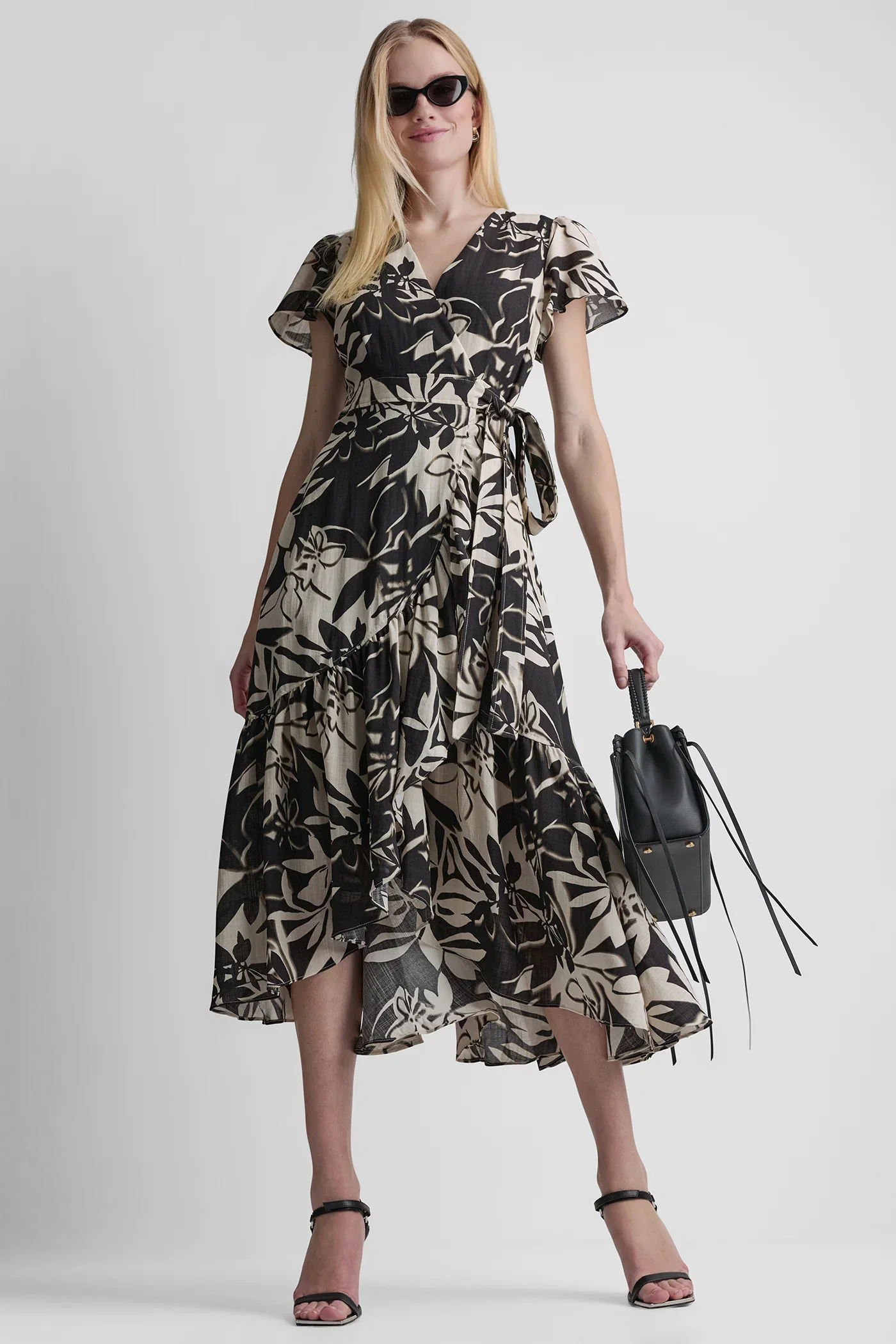 Image of WRAP-EFFECT MIDI DRESS