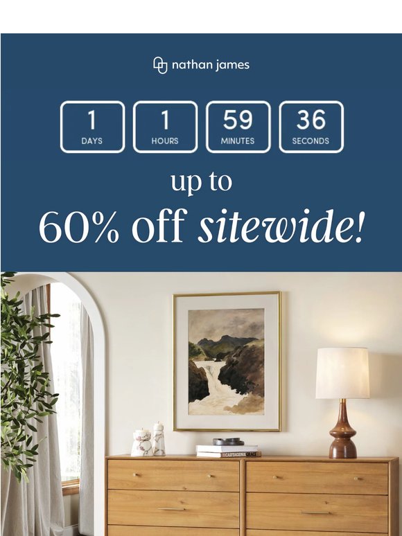 Save up to 60% off on home essentials.