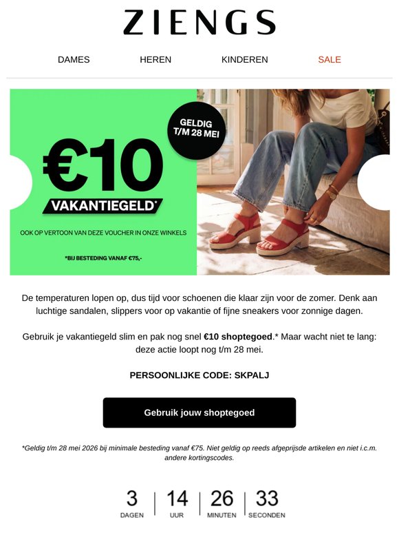 Jouw €10 vakantiegeld staat nog voor je klaar