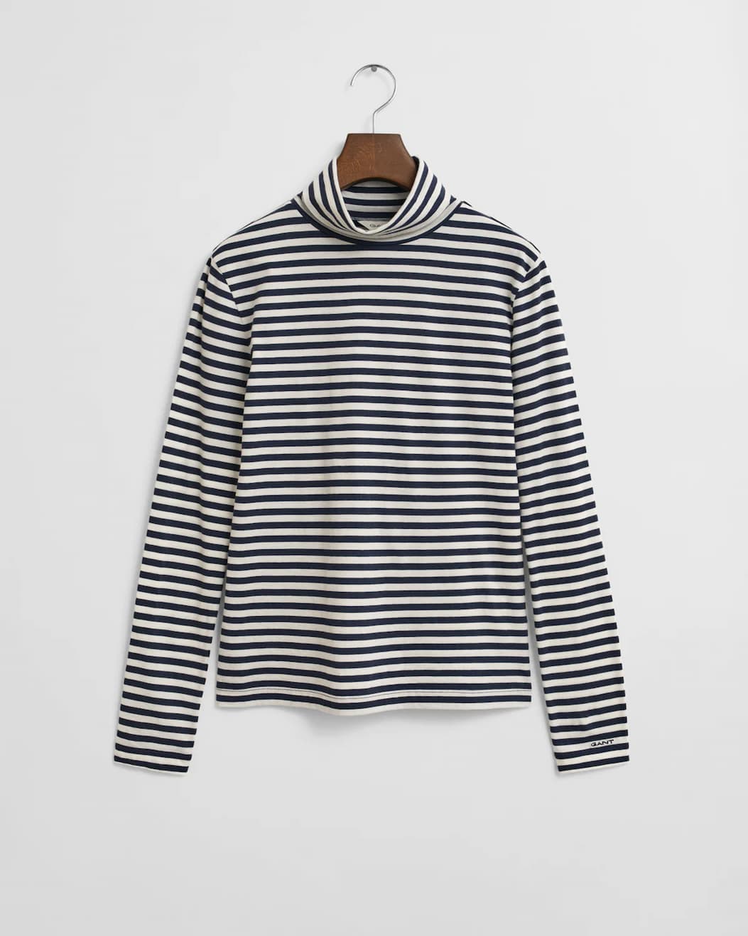 Lightweight Striped Cotton Turtleneck Top