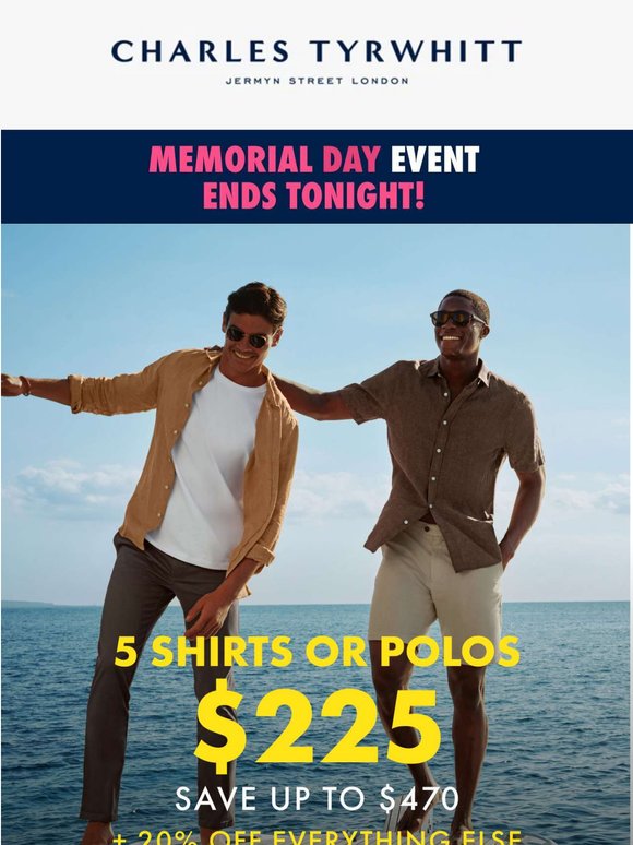 LAST CHANCE! 5 Shirts for $225
