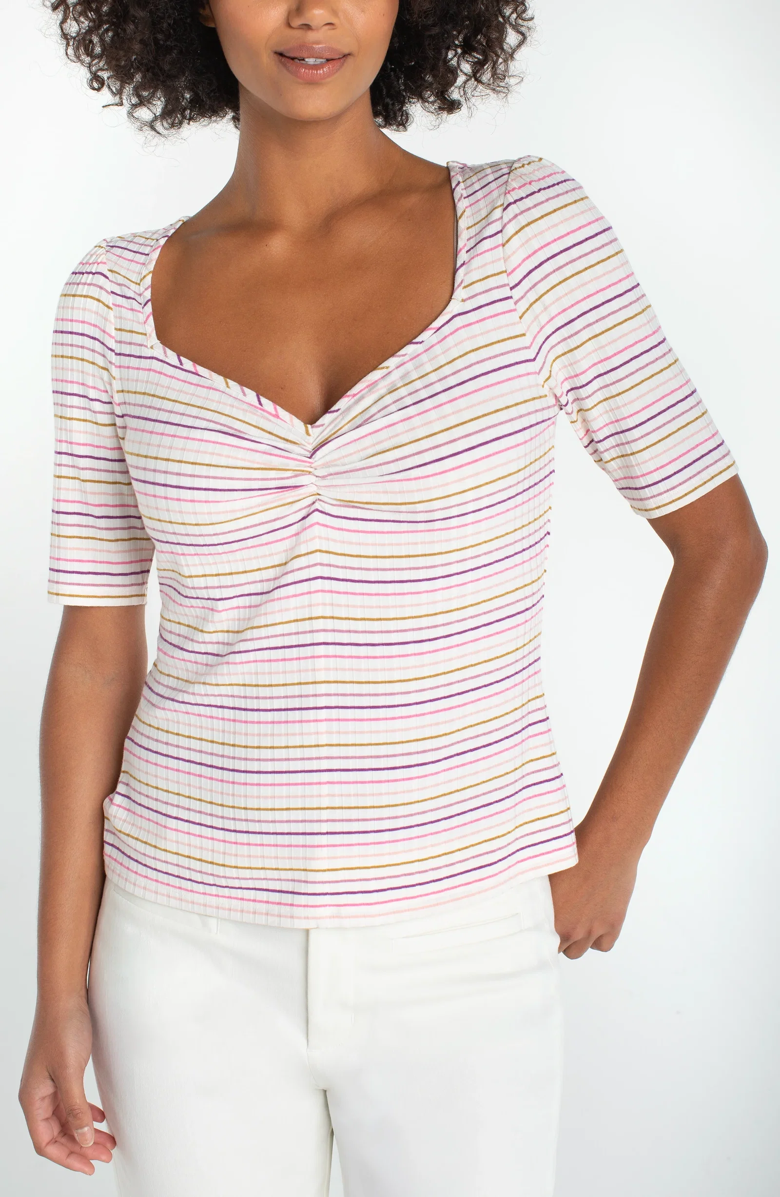 Image of 1/2 SLEEVE SWEETHEART KNIT TOP