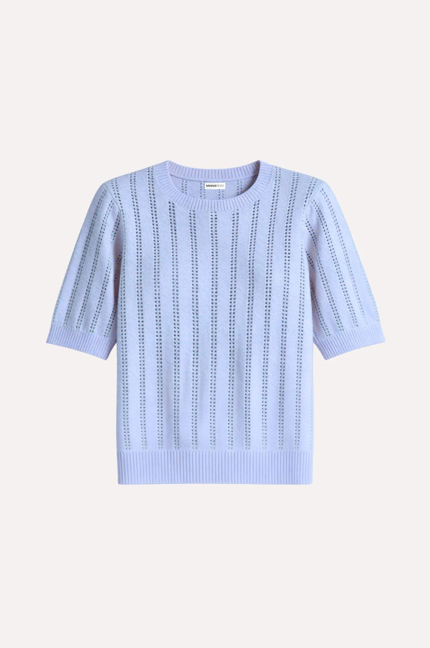 Image of Sparkle Cotton Cashmere Short Sleeve Crew With Pointelle