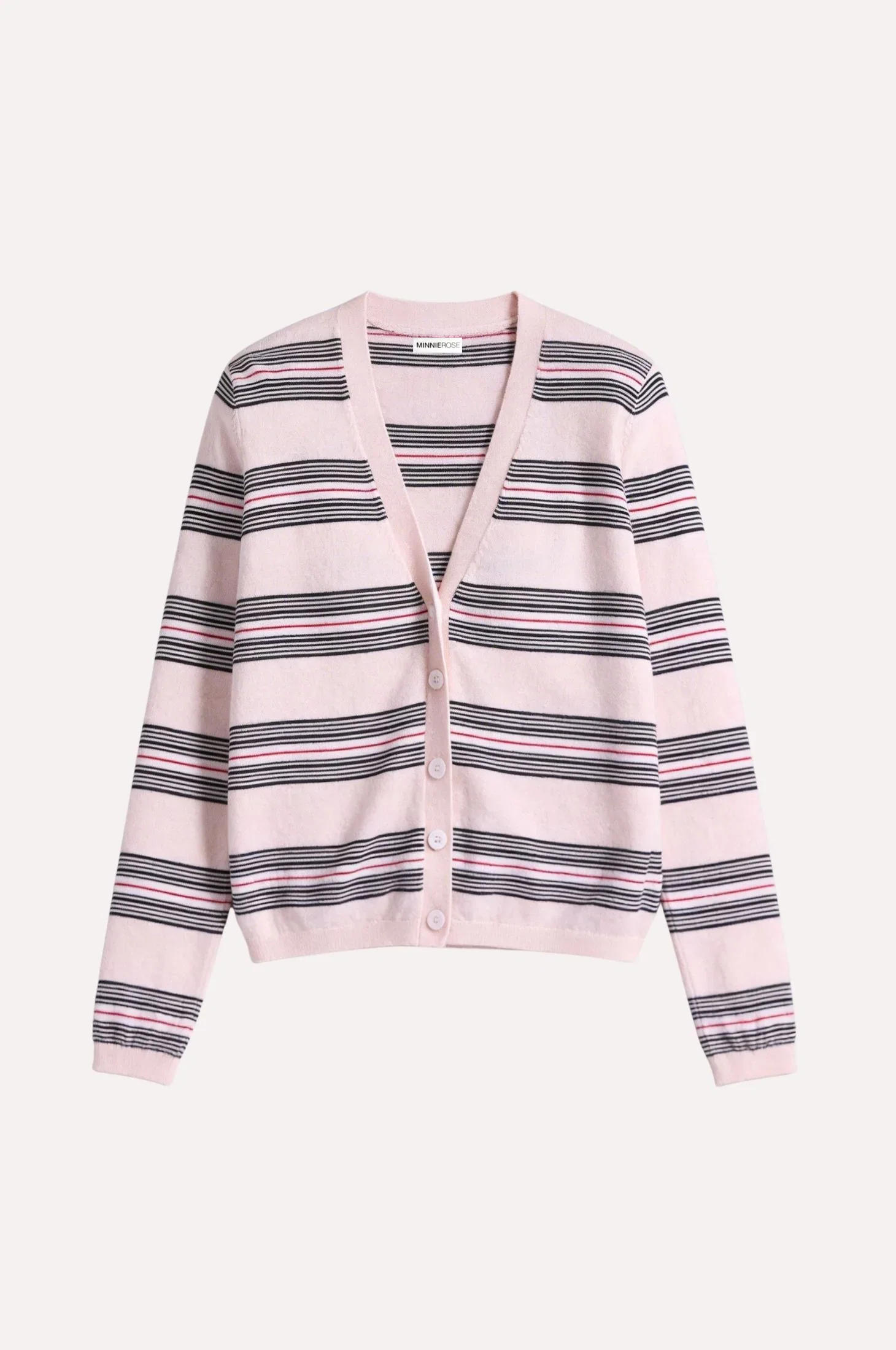 Image of Cotton Cashmere Striped V Neck Cardigan