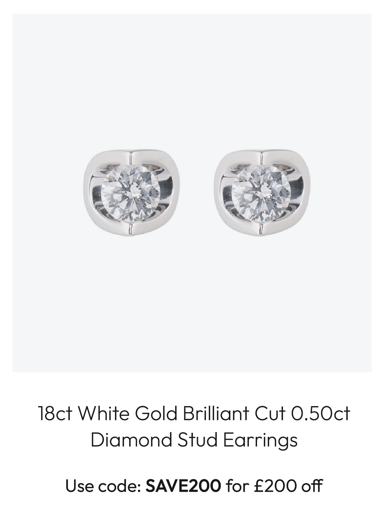 18ct White Gold Brilliant Cut 0.50ct Diamond Stud Earrings