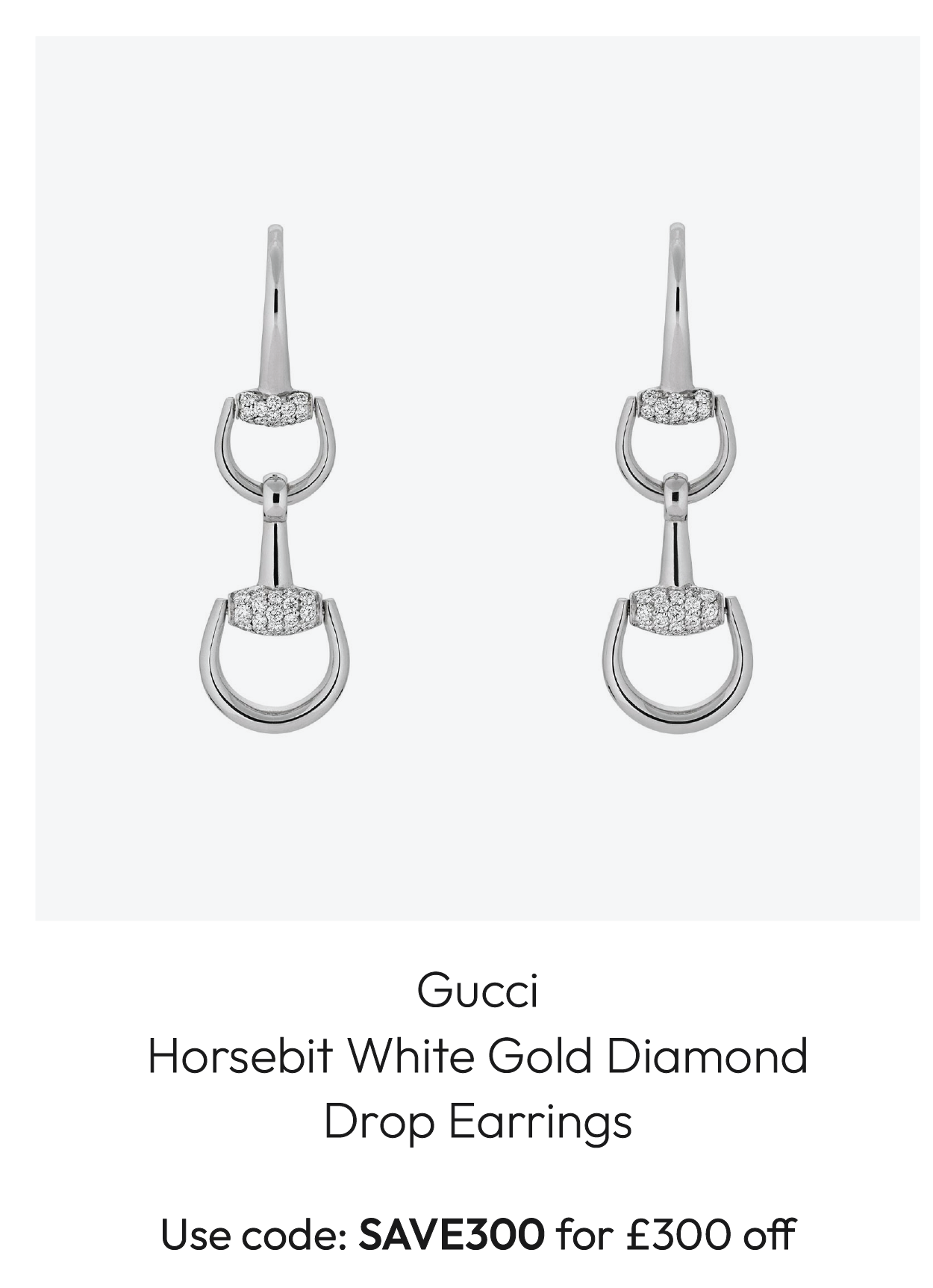 Gucci Horsebit White Gold Diamond Drop Earrings YBD837633001