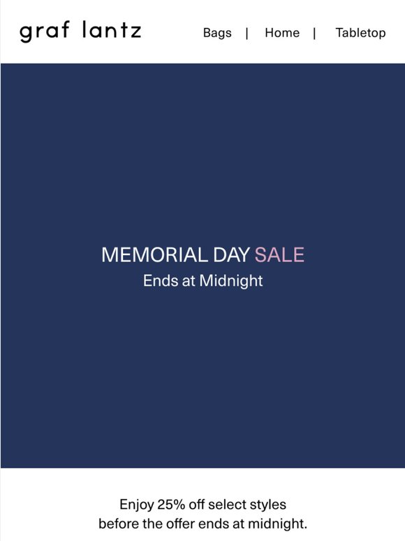 25% Off Ends at Midnight.