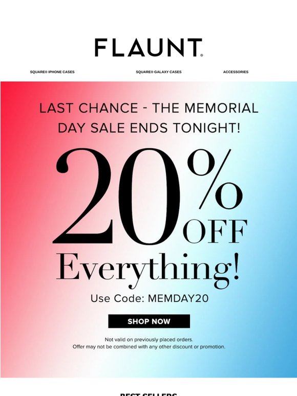 Last chance! The Memorial Day Sale ENDS TONIGHT!