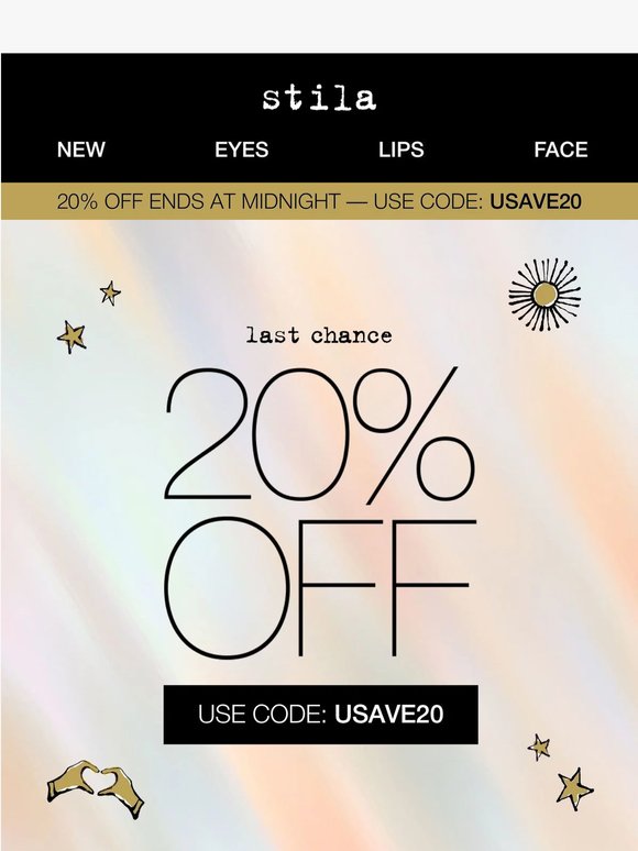 FINAL HOURS: 20% OFF Sitewide