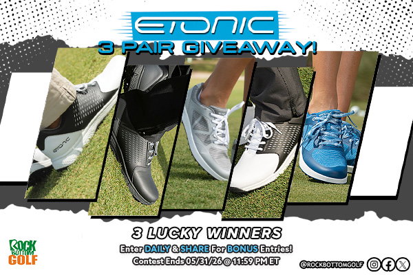 Win Rock Bottom Golf's Etonic Golf Giveaway - Enter Daily + Share To Earn Bonus Entries!
