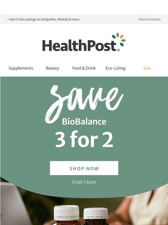1 week only: 3 for 2 on BioBalance essentials,  💚
