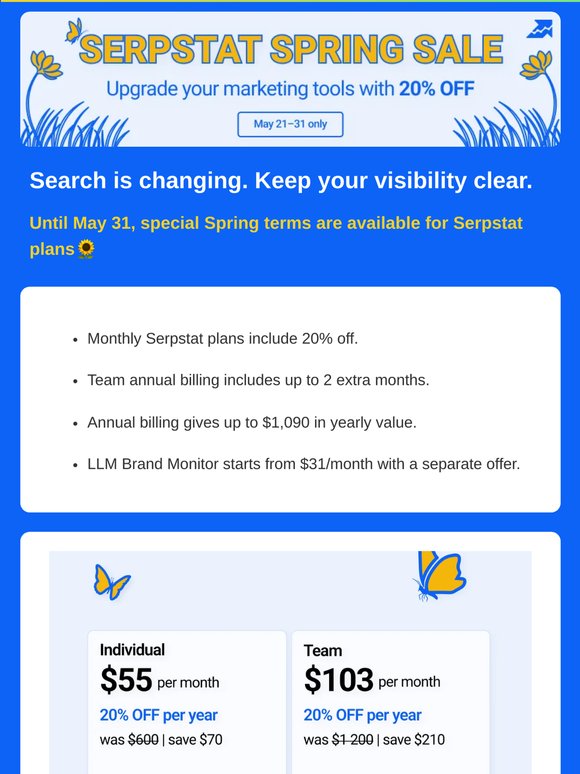 Your Spring offer from Serpstat