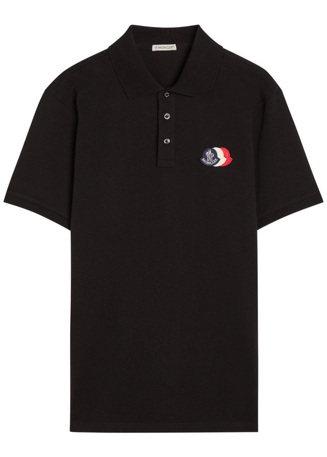 MONCLER Logo-appliquéd piqué cotton polo shirt