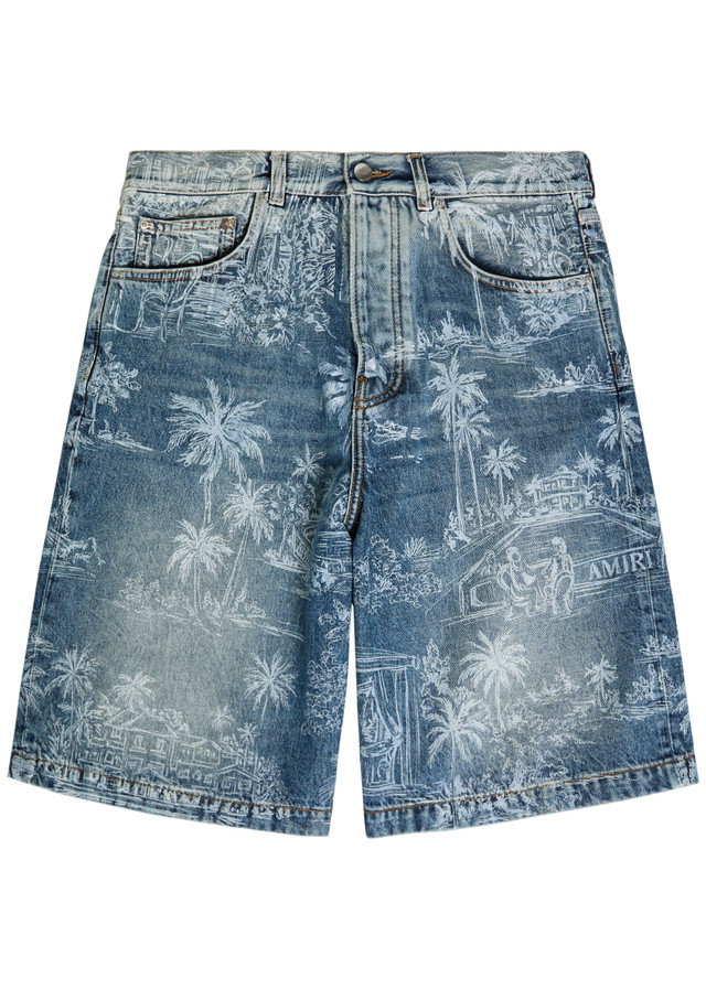 AMIRI Palm printed denim shorts