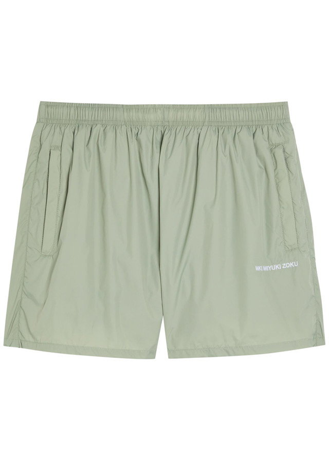 MKI MIYUKI ZOKU Logo-embroidered swim shorts