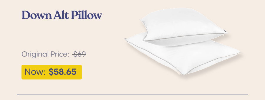 Down Alt Pillow Original Price $69, Now $58.65