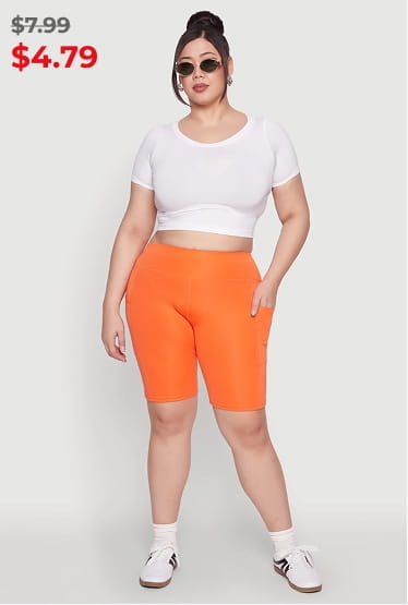 Shop Plus Size Cell Phone Pocket Biker Shorts