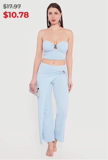 Shop Metallic Detail Asymmetrical Overlay Pants