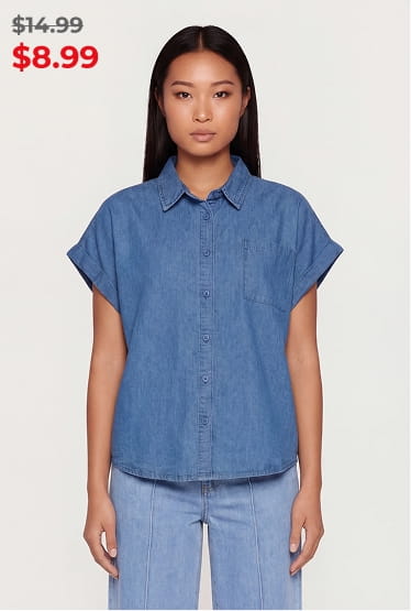 Shop Denim Button Front Pocket Shirt