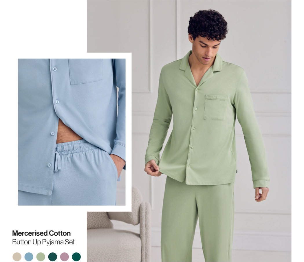 Mercerised Cotton Button Up Pyjama Set
