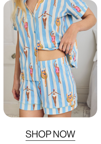 Organic Cotton Swimming Society Stripe Print Short Pyjama Set
