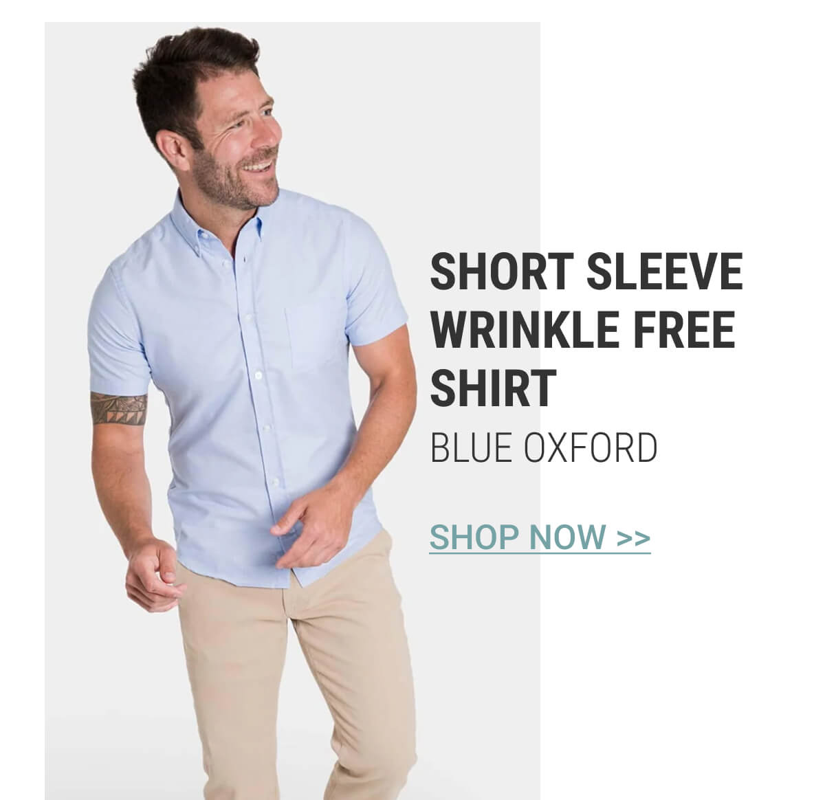 Blue Oxford Short Sleeve Wrinkle Free Shirt