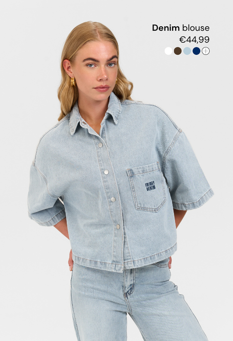 Denim blouse korte mouw