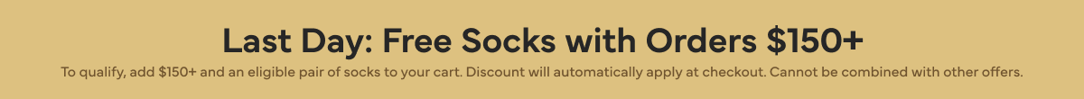 Free socks with orders $150+