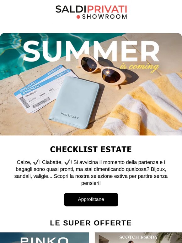 PINKO, SCOTCH & SODA, LIU JO... Sconti fino al 70% sugli irrinunciabili dell'estate.