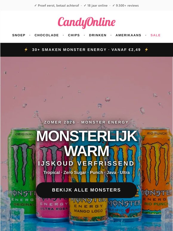Het is echt  monsterlijk warm....