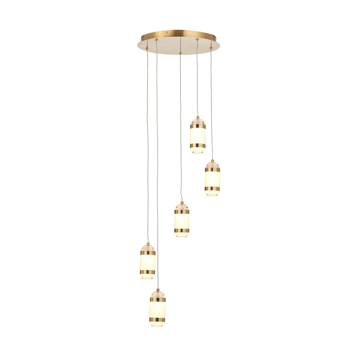Image of Alondra LED Multi Drop Pendant Light - Gold Metal & White Glass  | Outlet
