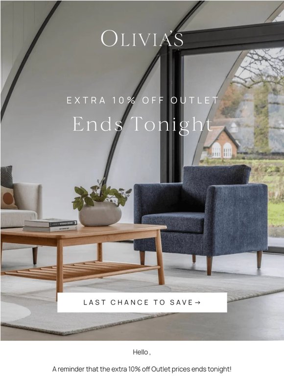 Extra 10% Off Outlet Ends Tonight
