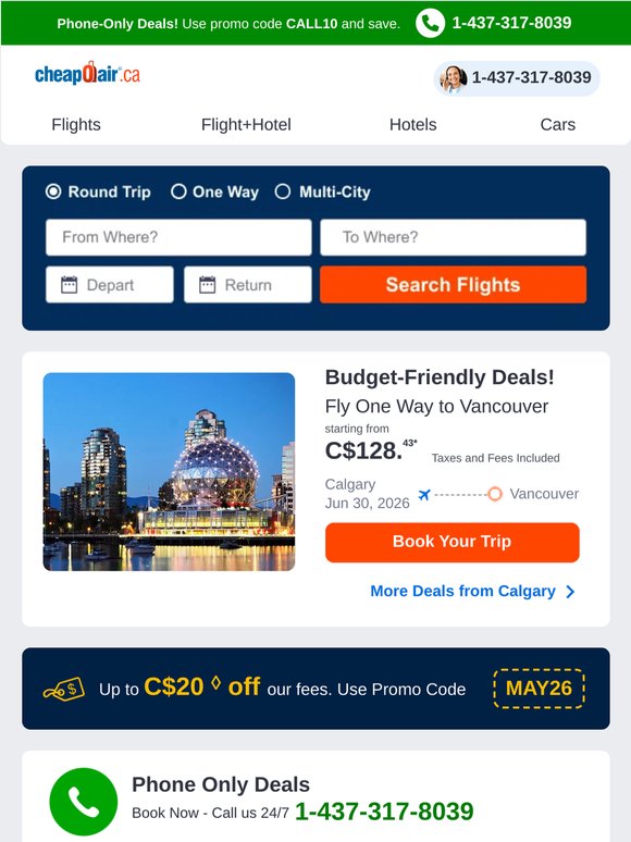 ✈ Budget-Friendly Deals! Fly from C$128.43*