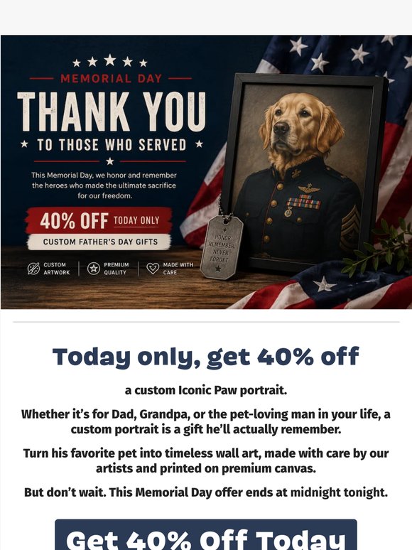 Memorial Day Flash Sale: 40% Off Today Only