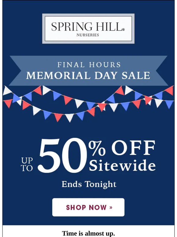 FINAL HOURS to save up to 50% sitewide!