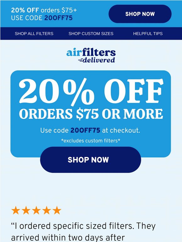 Stock Up & Save: 20% OFF $75+